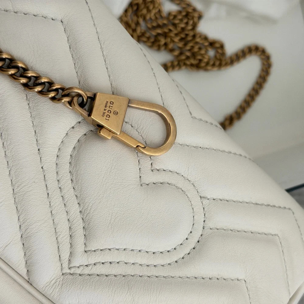 Gucci GG Marmont Small Matelassé Shoulder Bag in Cream - Picture 6 of 6